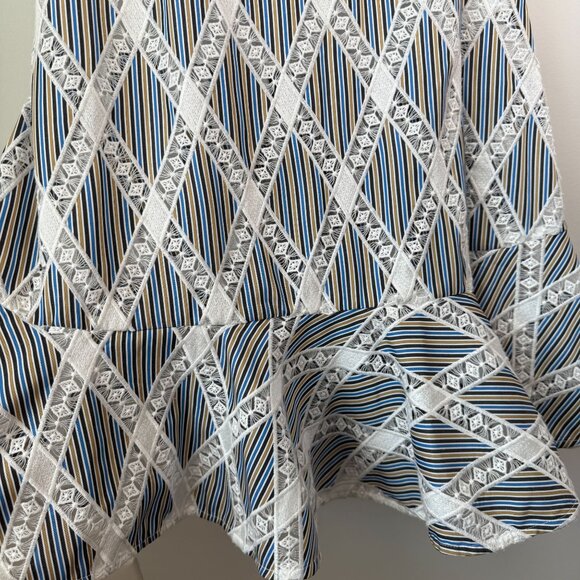 Sandro Dress Illa Cold Shoulder Midi Striped Lace Size EU 36 US 0/2 - Picture 11 of 12